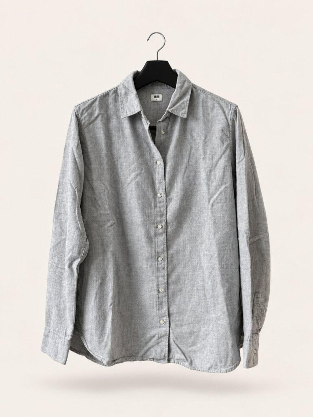UNIQLO | Flannel Button-Up Shirt – Heather Grey (Size S, Long Sleeves)